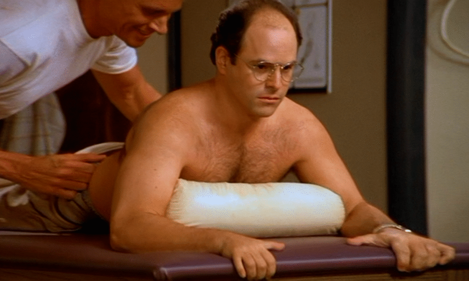 George Costanza from Seinfeld having a funny 'overly touchy' massage